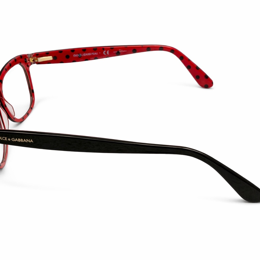 Dolce & Gabbana Women’s Red and Black Polka Dot Temple Sunglasses - Picture 3 of 5